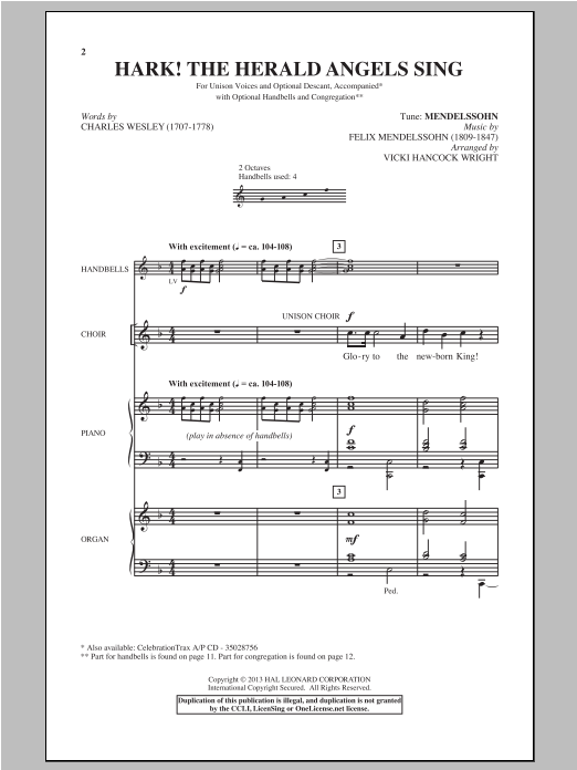 Christmas Carol Hark! The Herald Angels Sing (arr. Vicki Hancock Wright) Sheet Music Notes & Chords for Choral - Download or Print PDF