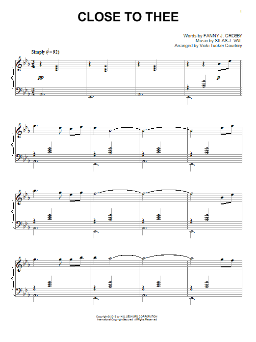 Vicki Tucker Courtney Close To Thee Sheet Music Notes & Chords for Piano - Download or Print PDF