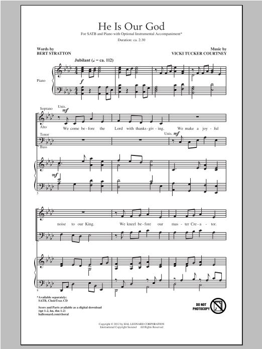 Vicki Tucker Courtney He Is Our God Sheet Music Notes & Chords for SATB - Download or Print PDF