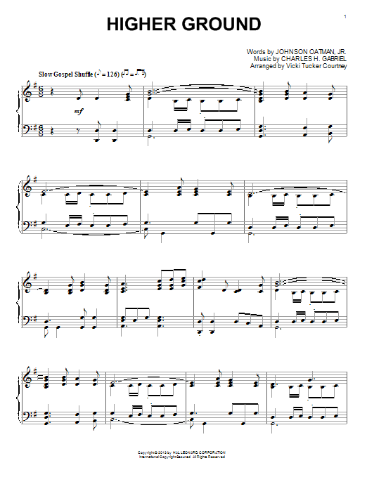 Vicki Tucker Courtney Higher Ground Sheet Music Notes & Chords for Piano - Download or Print PDF
