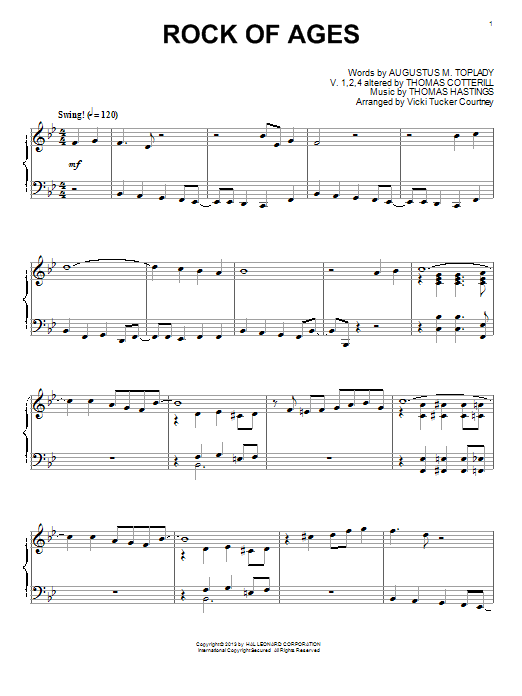 Vicki Tucker Courtney Rock Of Ages Sheet Music Notes & Chords for Piano - Download or Print PDF
