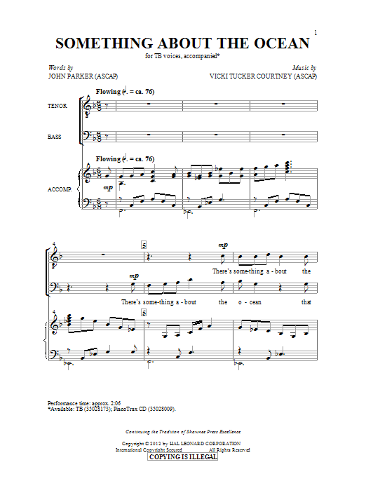 Vicki Tucker Courtney Something About The Ocean Sheet Music Notes & Chords for TB - Download or Print PDF