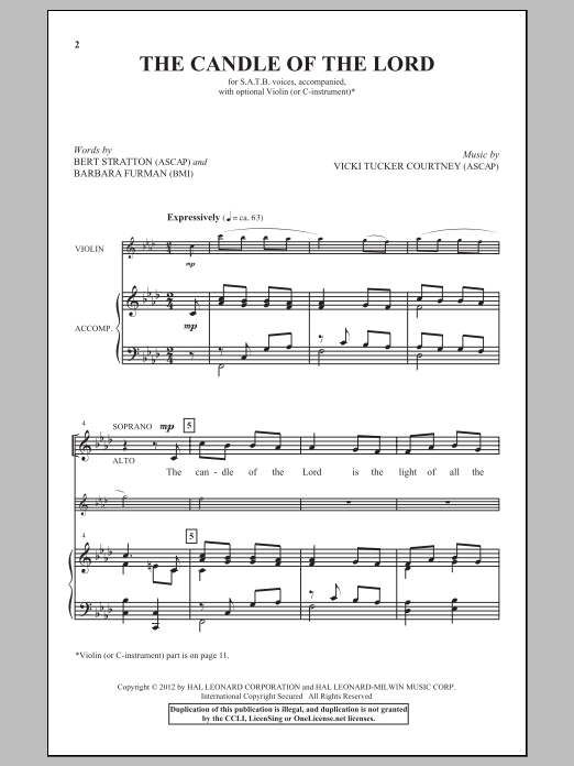 Vicki Tucker Courtney The Candle Of The Lord Sheet Music Notes & Chords for SATB - Download or Print PDF