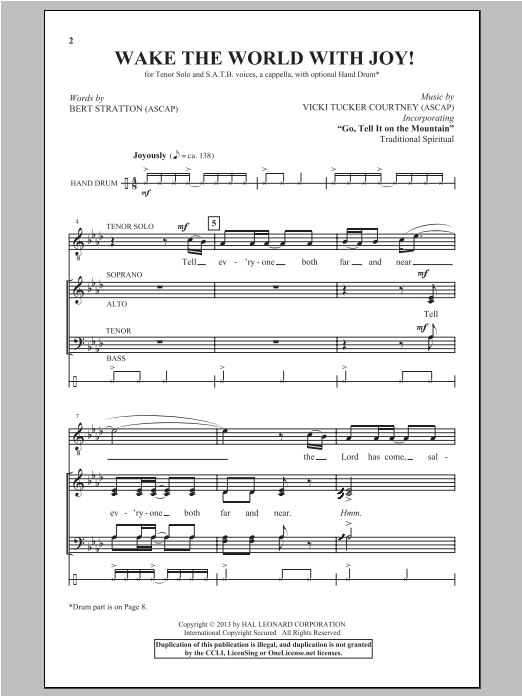 Vicki Tucker Courtney Wake The World With Joy! Sheet Music Notes & Chords for Choral - Download or Print PDF