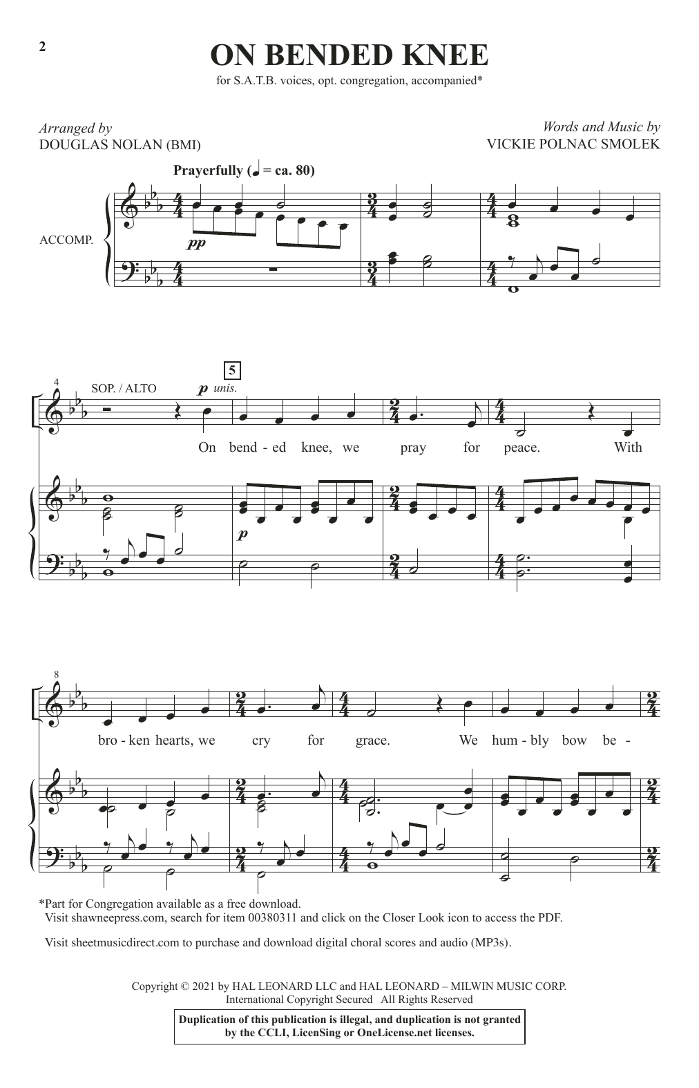 Vickie Polnac Smolek On Bended Knee (arr. Douglas Nolan) Sheet Music Notes & Chords for SATB Choir - Download or Print PDF