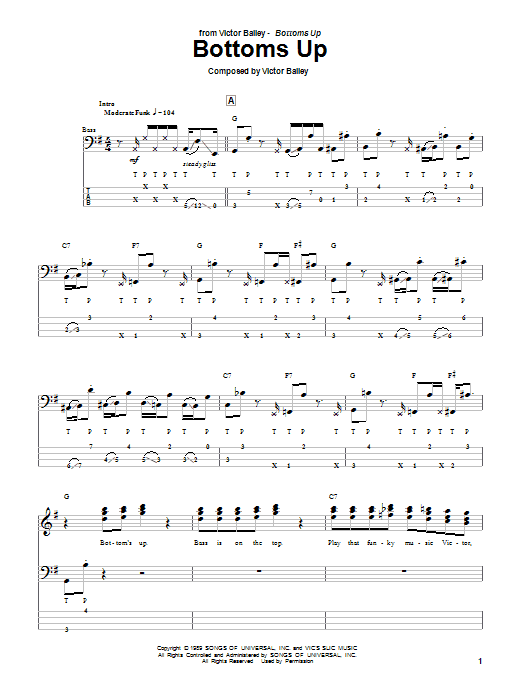 Victor Bailey Bottoms Up Sheet Music Notes & Chords for Bass Guitar Tab - Download or Print PDF