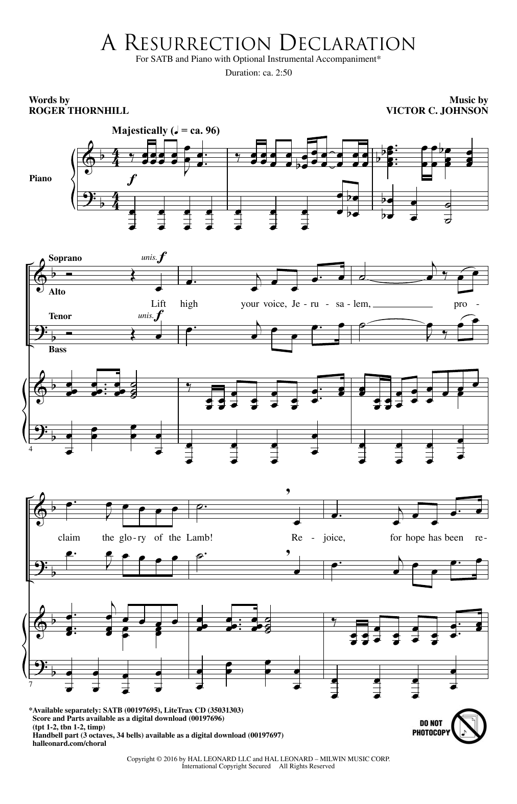 Victor C. Johnson A Resurrection Declaration Sheet Music Notes & Chords for SATB - Download or Print PDF