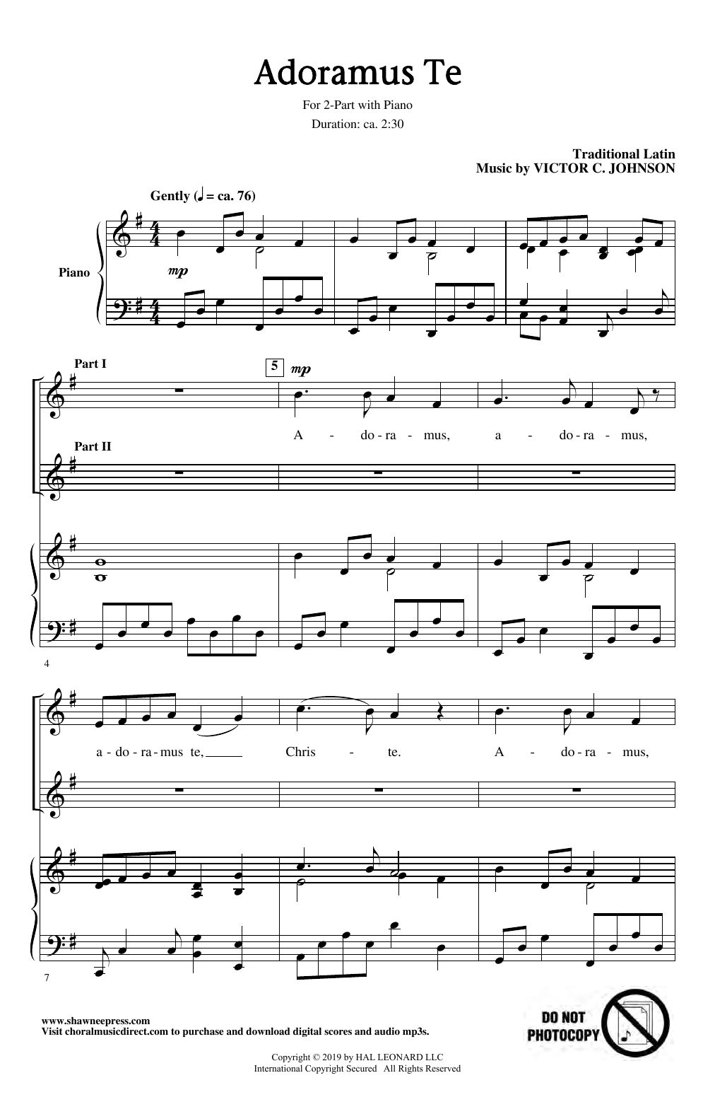 Victor C. Johnson Adoramus Te Sheet Music Notes & Chords for 2-Part Choir - Download or Print PDF