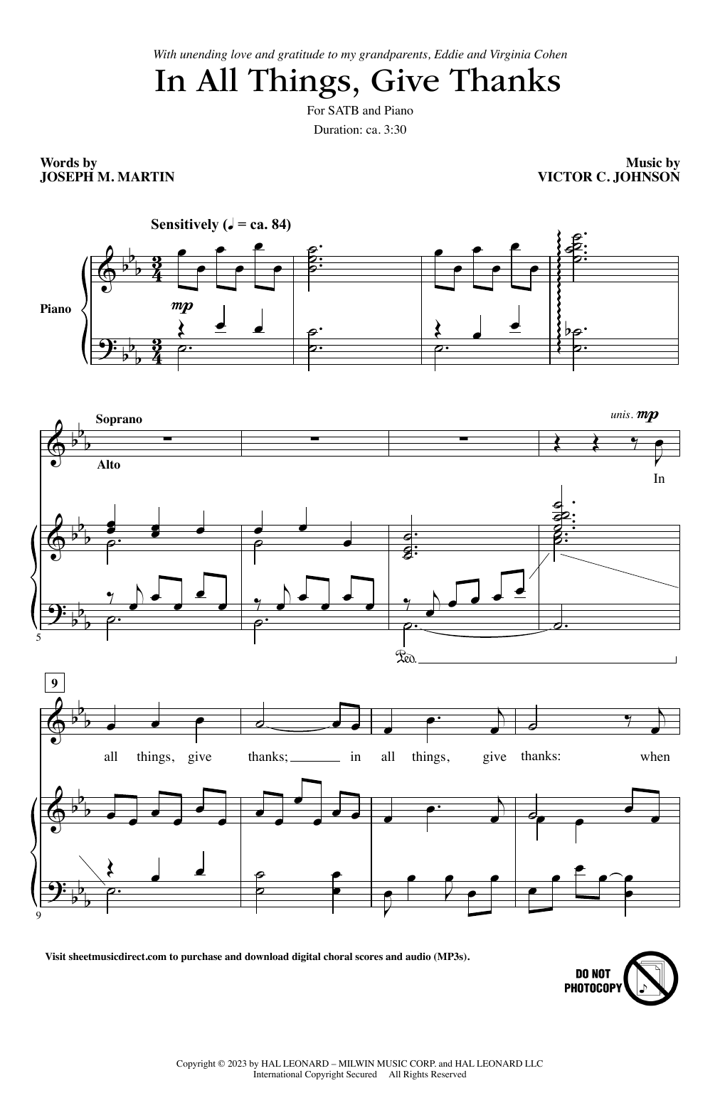 Victor C. Johnson and Joseph M. Martin In All Things, Give Thanks Sheet Music Notes & Chords for SATB Choir - Download or Print PDF