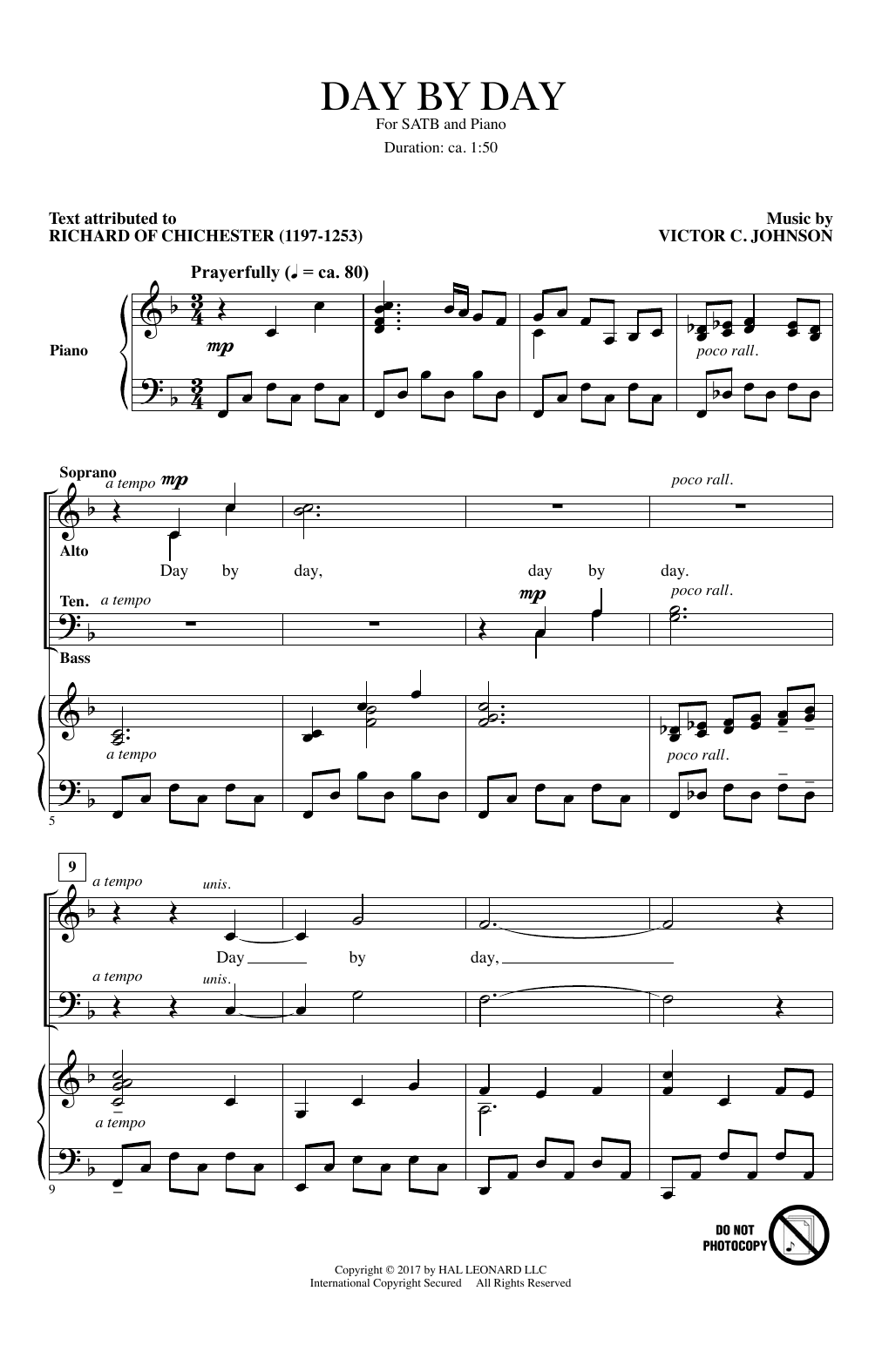 Victor C. Johnson Day By Day Sheet Music Notes & Chords for SATB - Download or Print PDF