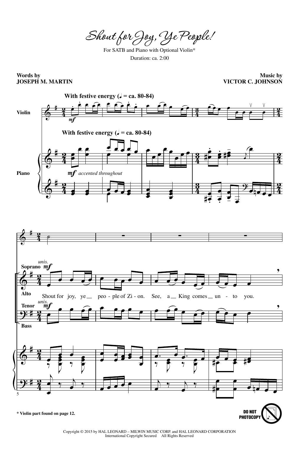 Victor C. Johnson Shout For Joy, Ye People Sheet Music Notes & Chords for Choral - Download or Print PDF