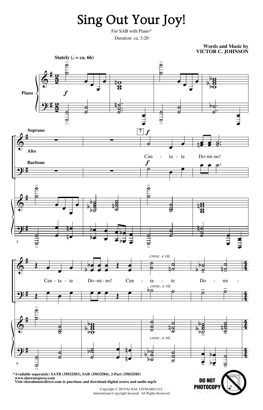 Victor C. Johnson Sing Out Your Joy! Sheet Music Notes & Chords for SATB Choir - Download or Print PDF