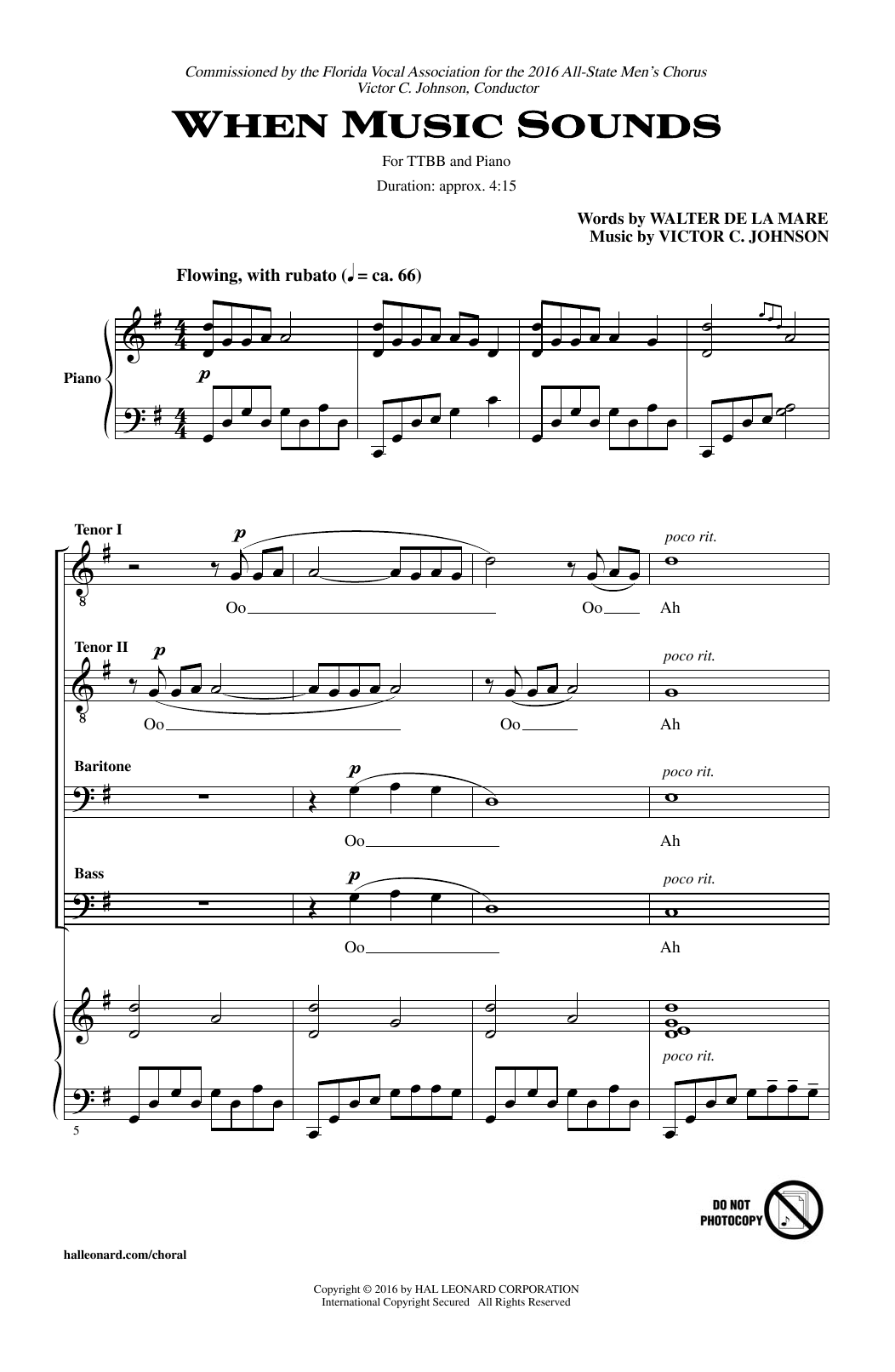 Victor C. Johnson When Music Sounds Sheet Music Notes & Chords for TTBB - Download or Print PDF