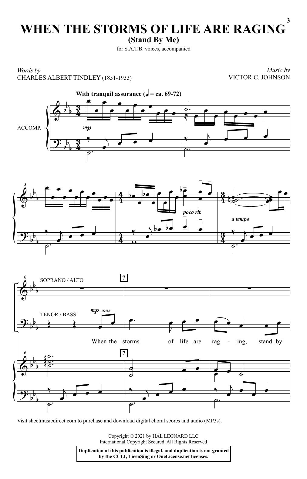 Victor C. Johnson When The Storms Of Life Are Raging (Stand By Me) Sheet Music Notes & Chords for SATB Choir - Download or Print PDF