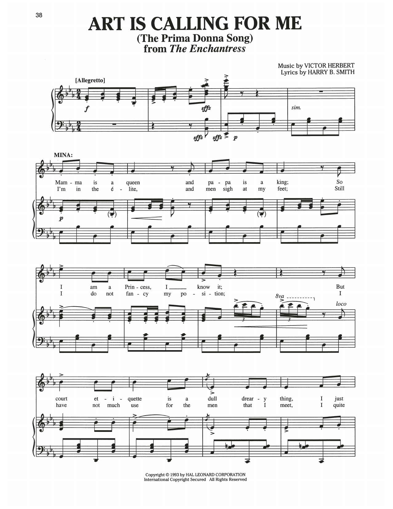 Victor Herbert Art Is Calling For Me Sheet Music Notes & Chords for Piano & Vocal - Download or Print PDF