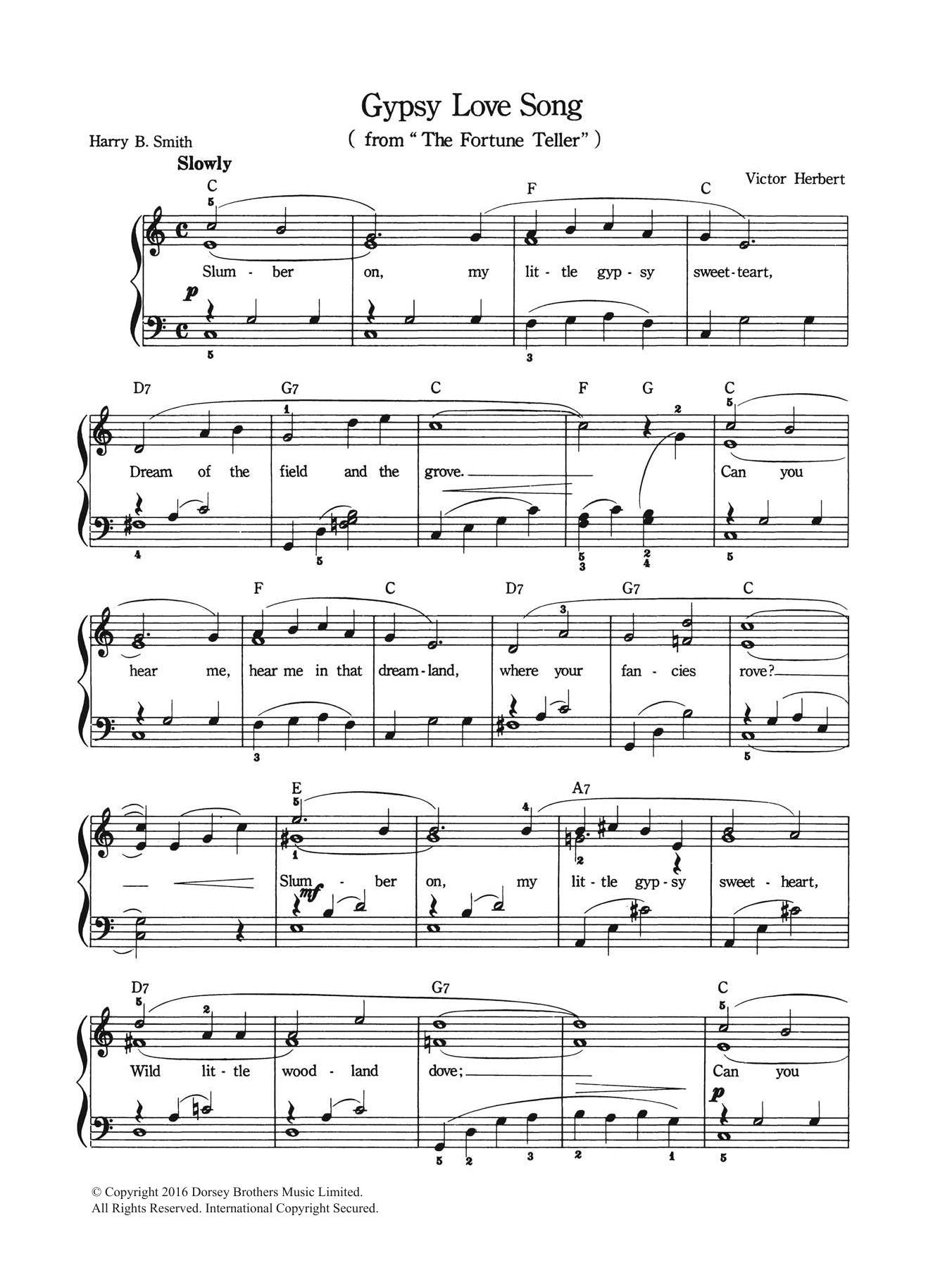 Victor Herbert Gypsy Love Song Sheet Music Notes & Chords for Piano & Vocal - Download or Print PDF