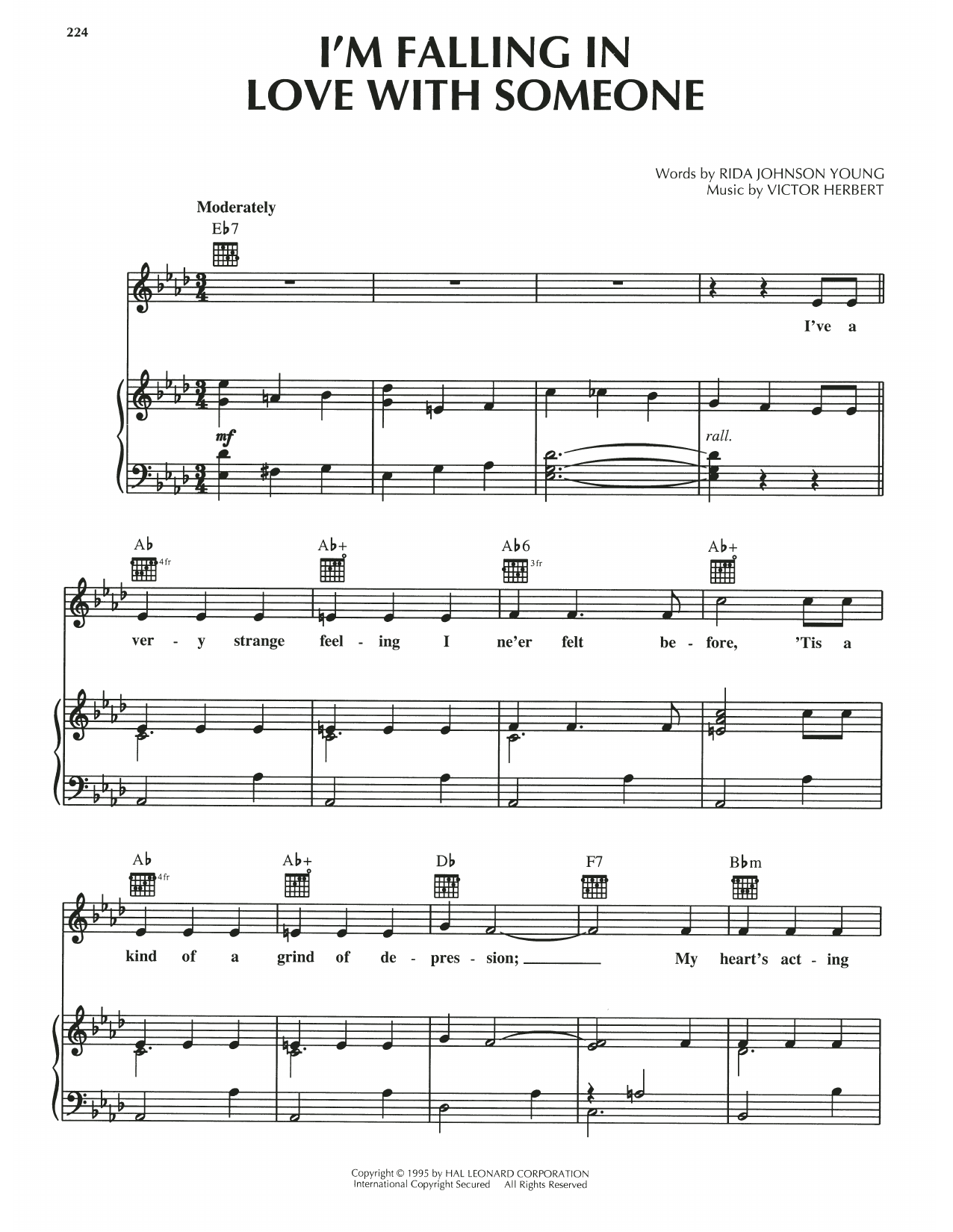 Victor Herbert I'm Falling In Love With Someone Sheet Music Notes & Chords for Piano, Vocal & Guitar Chords (Right-Hand Melody) - Download or Print PDF