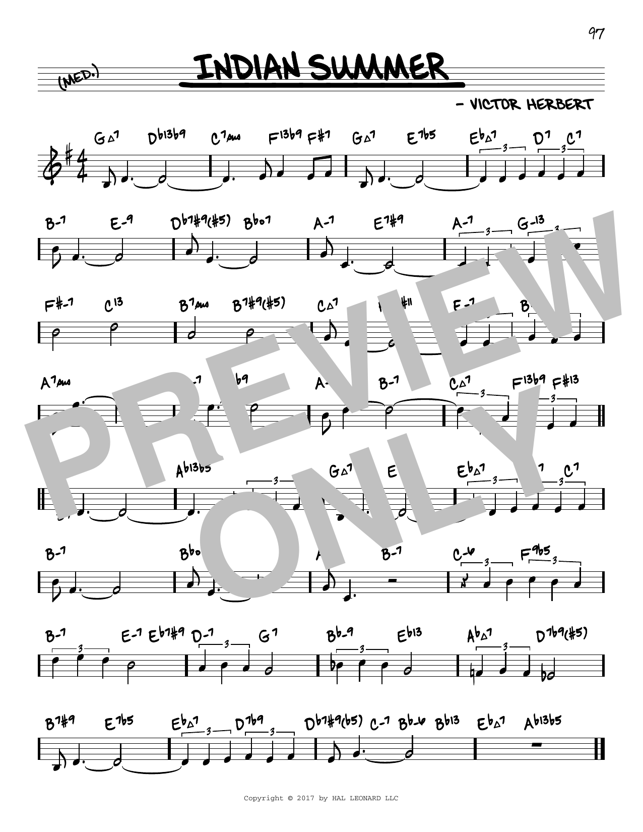 Victor Herbert Indian Summer (arr. David Hazeltine) Sheet Music Notes & Chords for Real Book – Enhanced Chords - Download or Print PDF