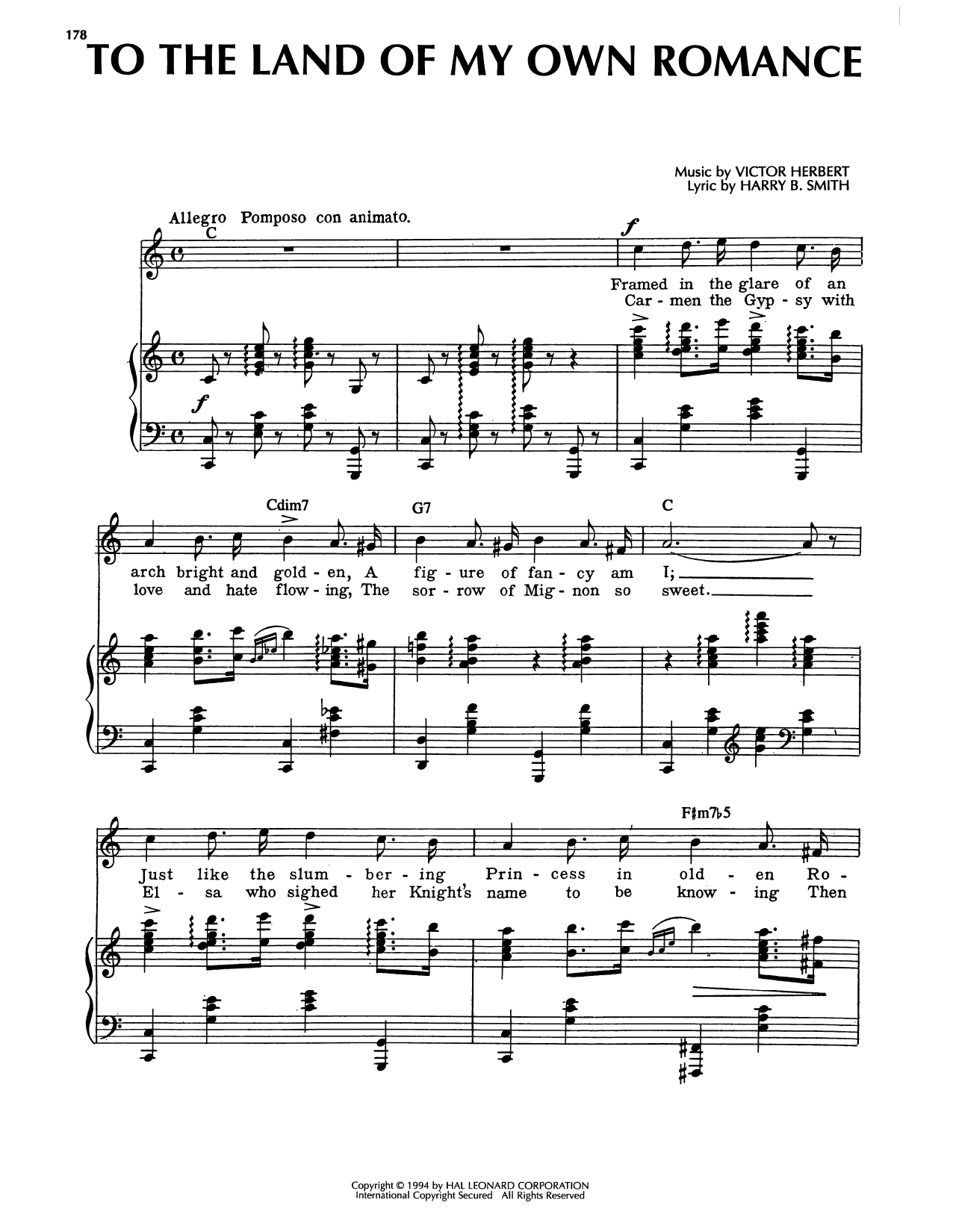 Victor Herbert To The Land Of My Own Romance Sheet Music Notes & Chords for Piano, Vocal & Guitar Chords (Right-Hand Melody) - Download or Print PDF