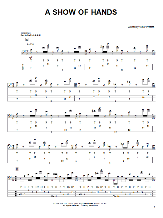 Victor Wooten A Show Of Hands Sheet Music Notes & Chords for Bass Guitar Tab - Download or Print PDF