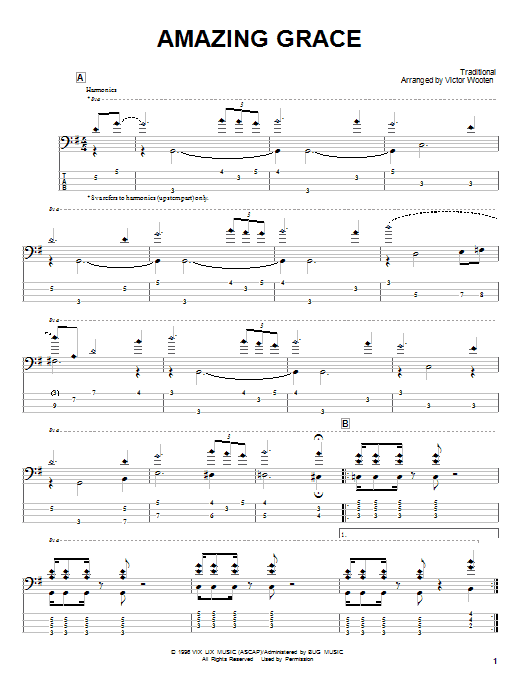 Victor Wooten Amazing Grace Sheet Music Notes & Chords for Bass Guitar Tab - Download or Print PDF