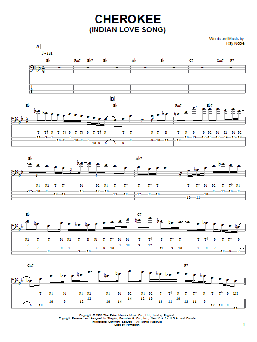 Victor Wooten Cherokee (Indian Love Song) Sheet Music Notes & Chords for Bass Guitar Tab - Download or Print PDF