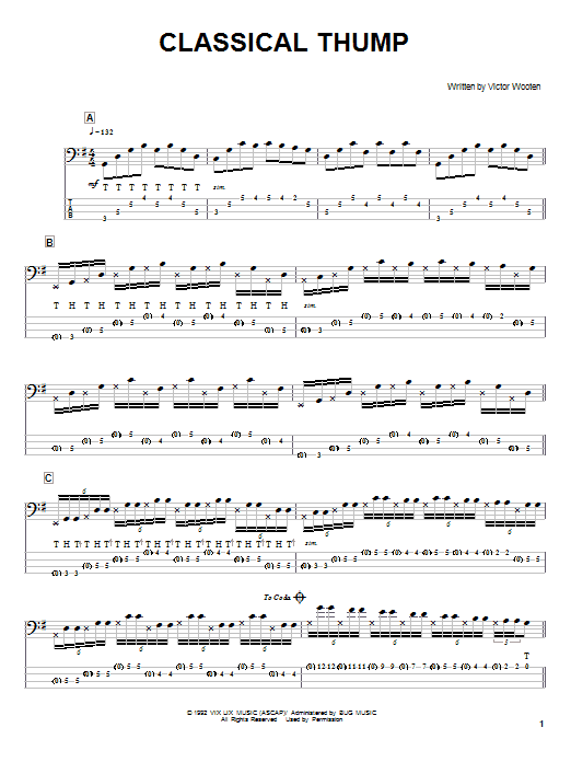 Victor Wooten Classical Thump Sheet Music Notes & Chords for Bass Guitar Tab - Download or Print PDF