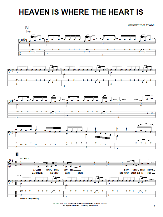 Victor Wooten Heaven Is Where The Heart Is Sheet Music Notes & Chords for Bass Guitar Tab - Download or Print PDF