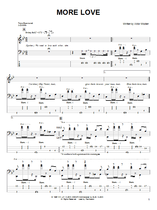 Victor Wooten More Love Sheet Music Notes & Chords for Bass Guitar Tab - Download or Print PDF