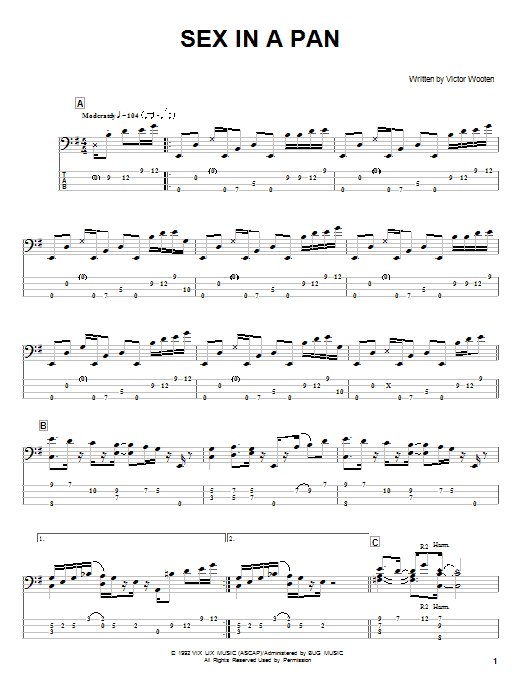 Victor Wooten Sex In A Pan Sheet Music Notes & Chords for Bass Guitar Tab - Download or Print PDF