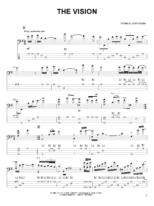 Victor Wooten The Vision Sheet Music Notes & Chords for Bass Guitar Tab - Download or Print PDF