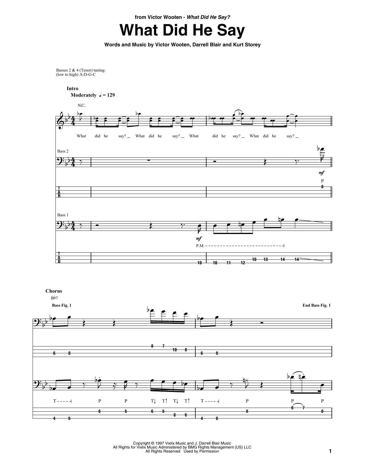 Victor Wooten What Did He Say Sheet Music Notes & Chords for Bass Guitar Tab - Download or Print PDF