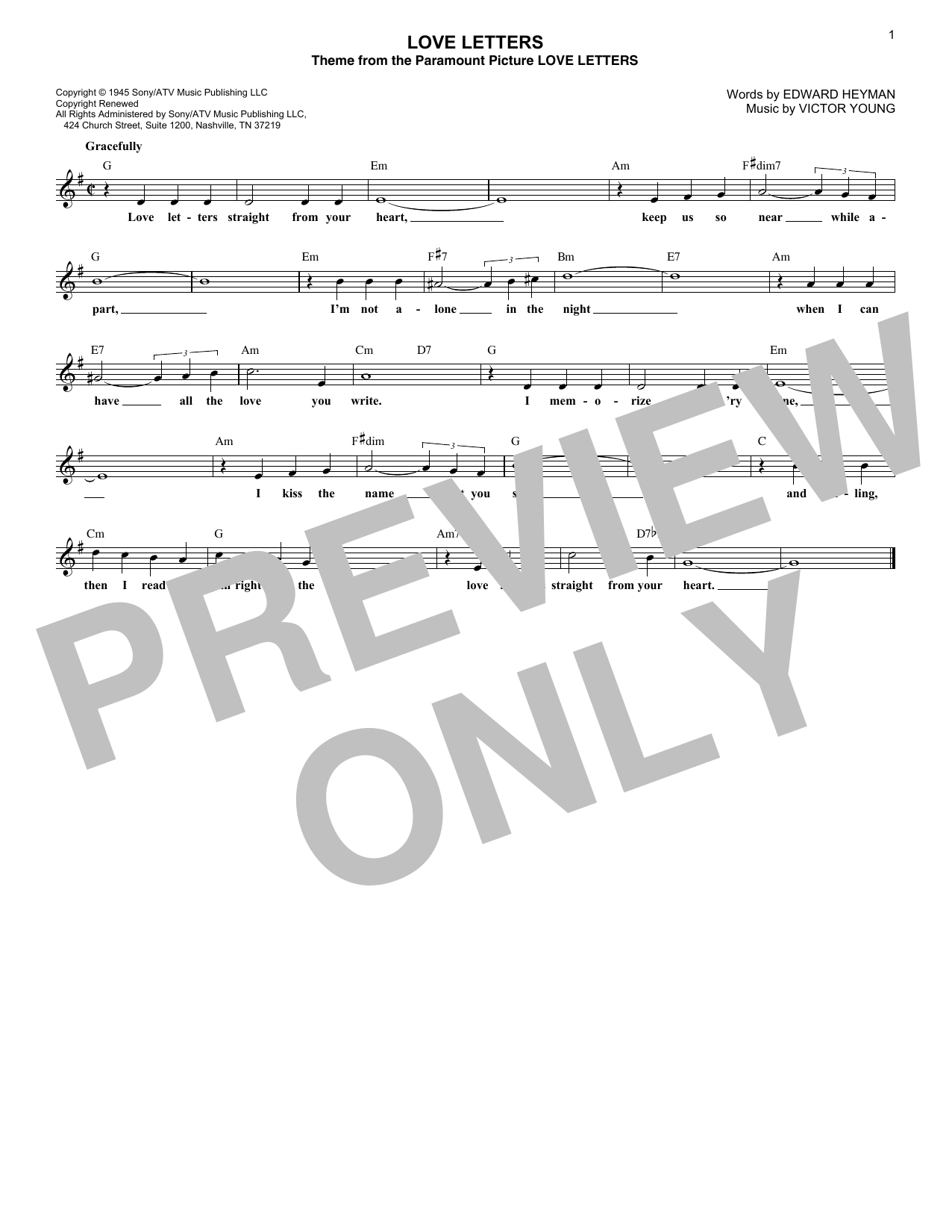 Victor Young Love Letters Sheet Music Notes & Chords for Ukulele - Download or Print PDF