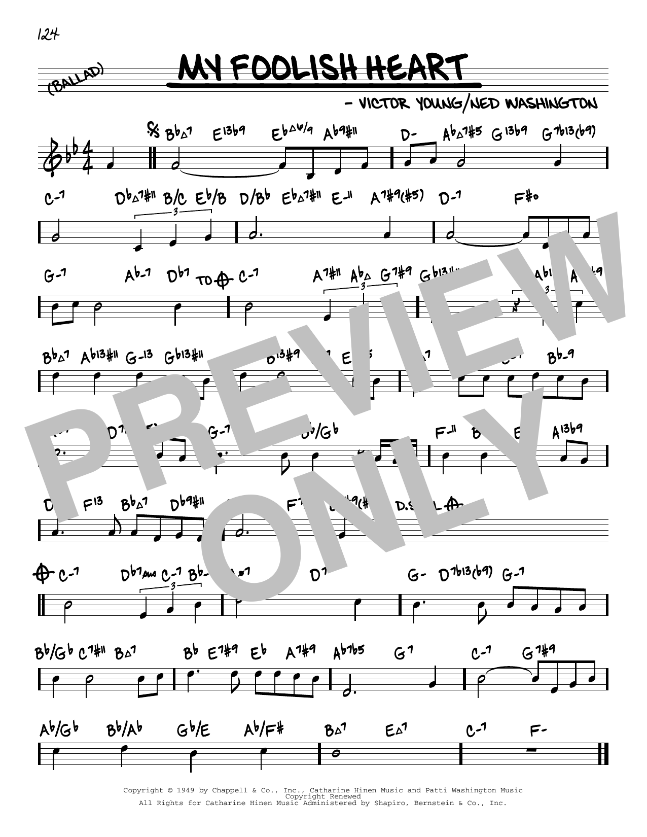 Victor Young My Foolish Heart (arr. David Hazeltine) Sheet Music Notes & Chords for Real Book – Enhanced Chords - Download or Print PDF Victor Young My Foolish Heart (arr. David Hazeltine) Sheet Music Notes & Chords for Real Book – Enhanced Chords - Download or Print PDF
