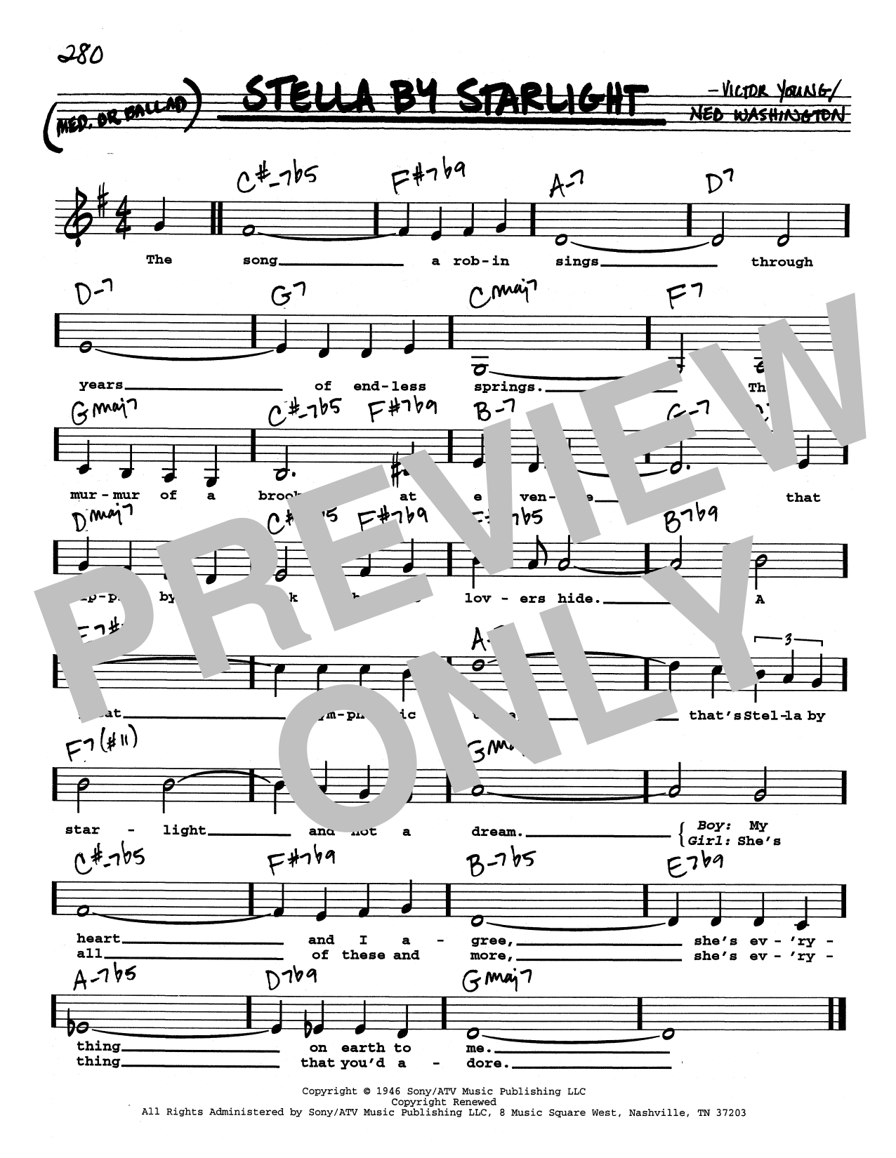 Victor Young Stella By Starlight (Low Voice) Sheet Music Notes & Chords for Real Book – Melody, Lyrics & Chords - Download or Print PDF