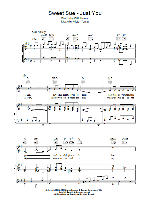 Victor Young Sweet Sue - Just You Sheet Music Notes & Chords for Keyboard - Download or Print PDF