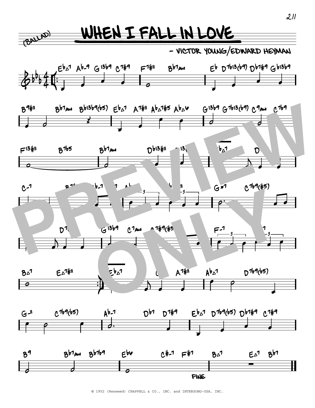 Victor Young When I Fall In Love (arr. David Hazeltine) Sheet Music Notes & Chords for Real Book – Enhanced Chords - Download or Print PDF