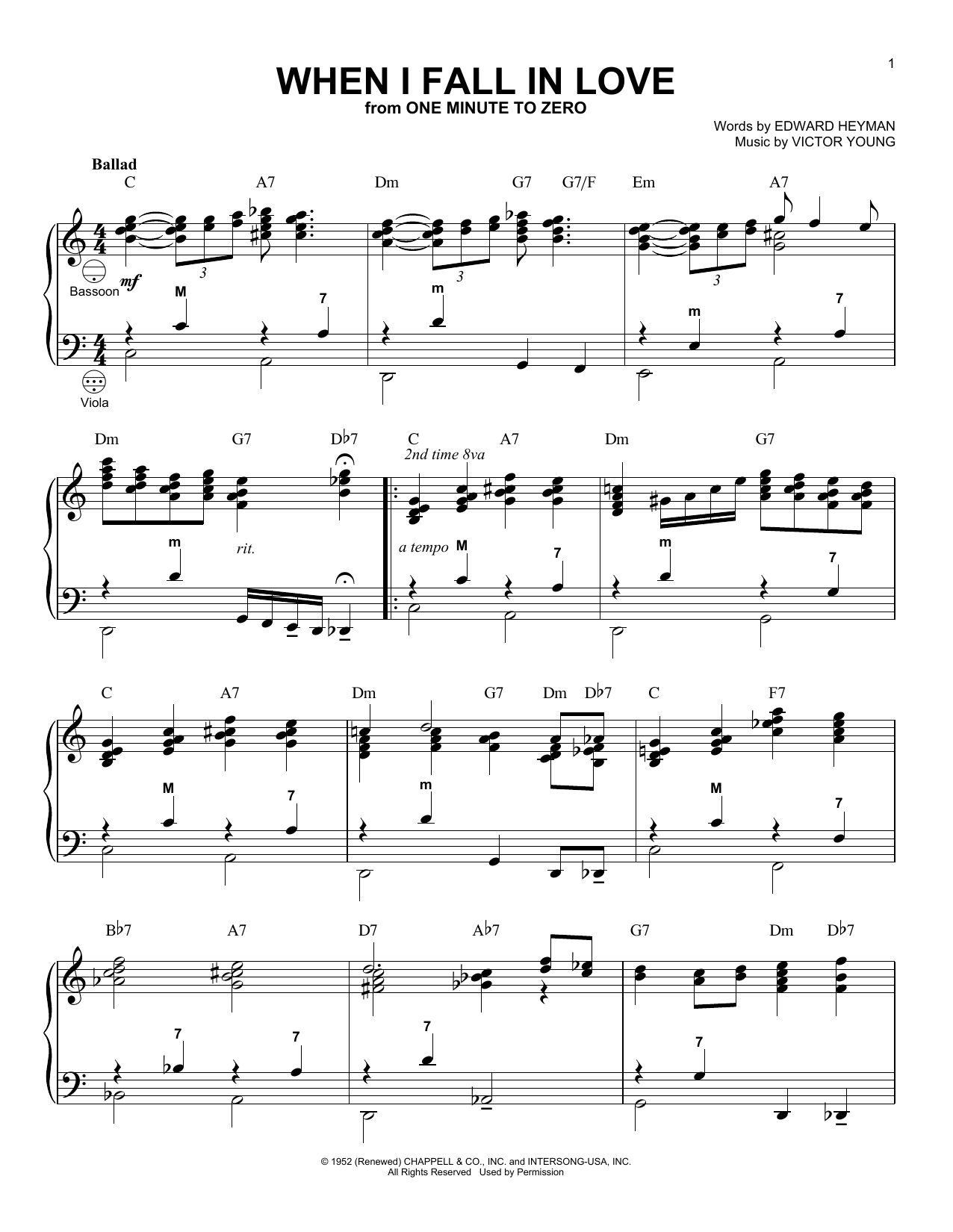 Victor Young When I Fall In Love (arr. Gary Meisner) Sheet Music Notes & Chords for Accordion - Download or Print PDF