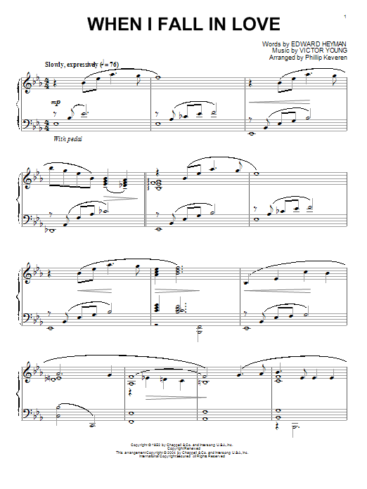 Victor Young When I Fall In Love (arr. Phillip Keveren) Sheet Music Notes & Chords for Easy Piano - Download or Print PDF