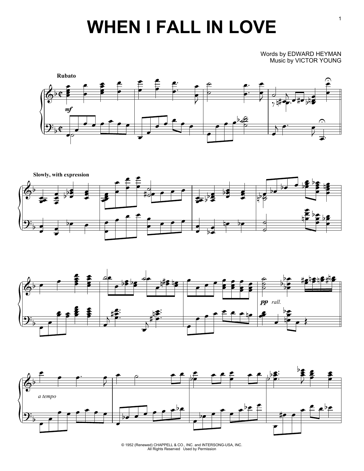Victor Young When I Fall In Love [Jazz version] (arr. Brent Edstrom) Sheet Music Notes & Chords for Piano Solo - Download or Print PDF