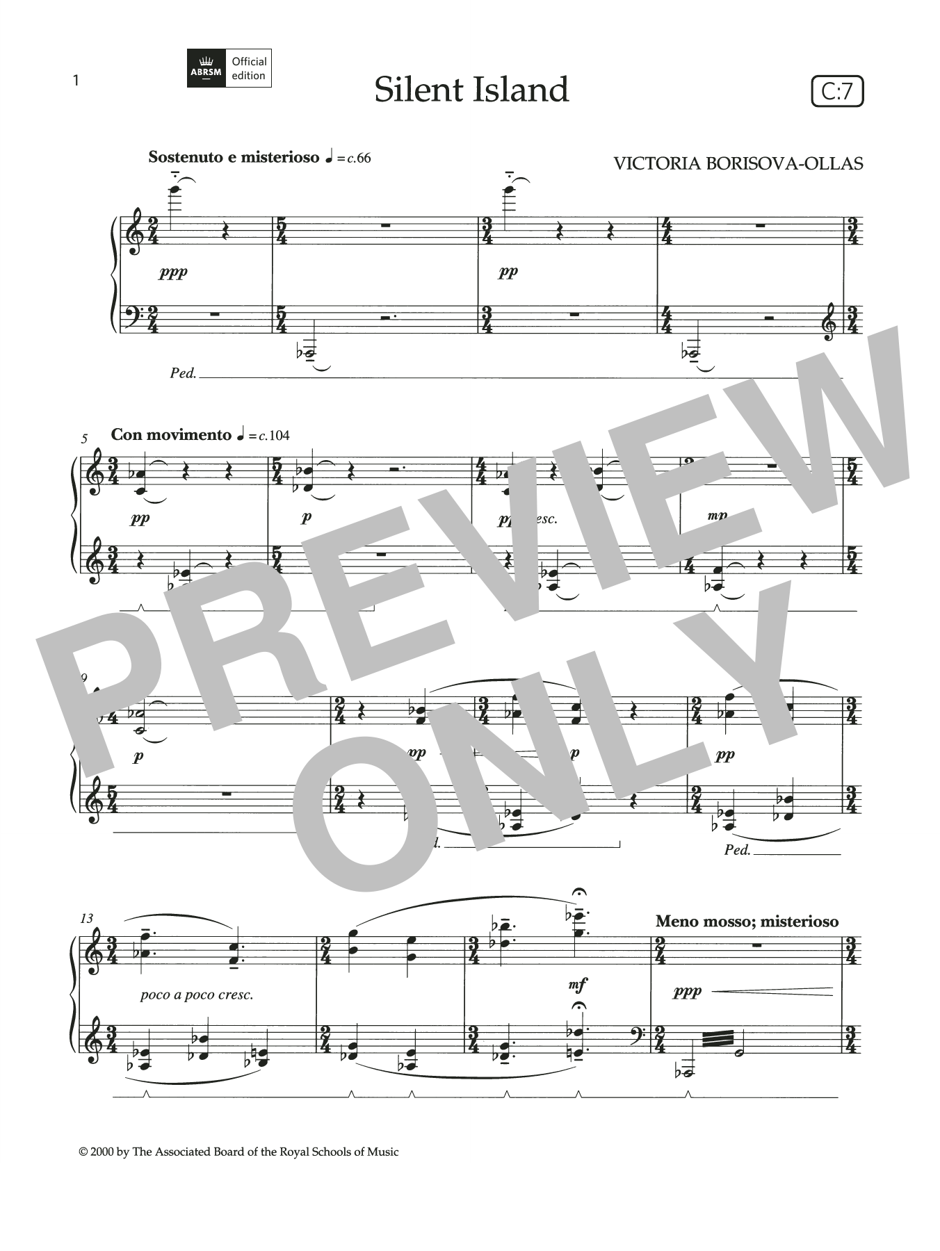 Victoria Borisova-Ollas Silent Island (Grade 5, list C7, from the ABRSM Piano Syllabus 2021 & 2022) Sheet Music Notes & Chords for Piano Solo - Download or Print PDF