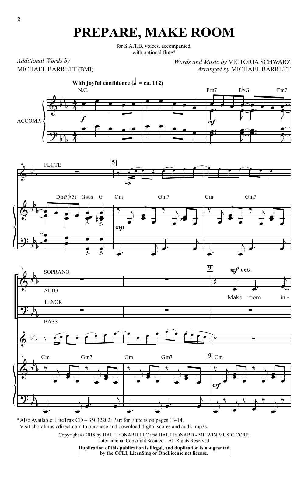 Victoria Schwarz Prepare, Make Room (arr. Michael Barrett) Sheet Music Notes & Chords for Choir - Download or Print PDF