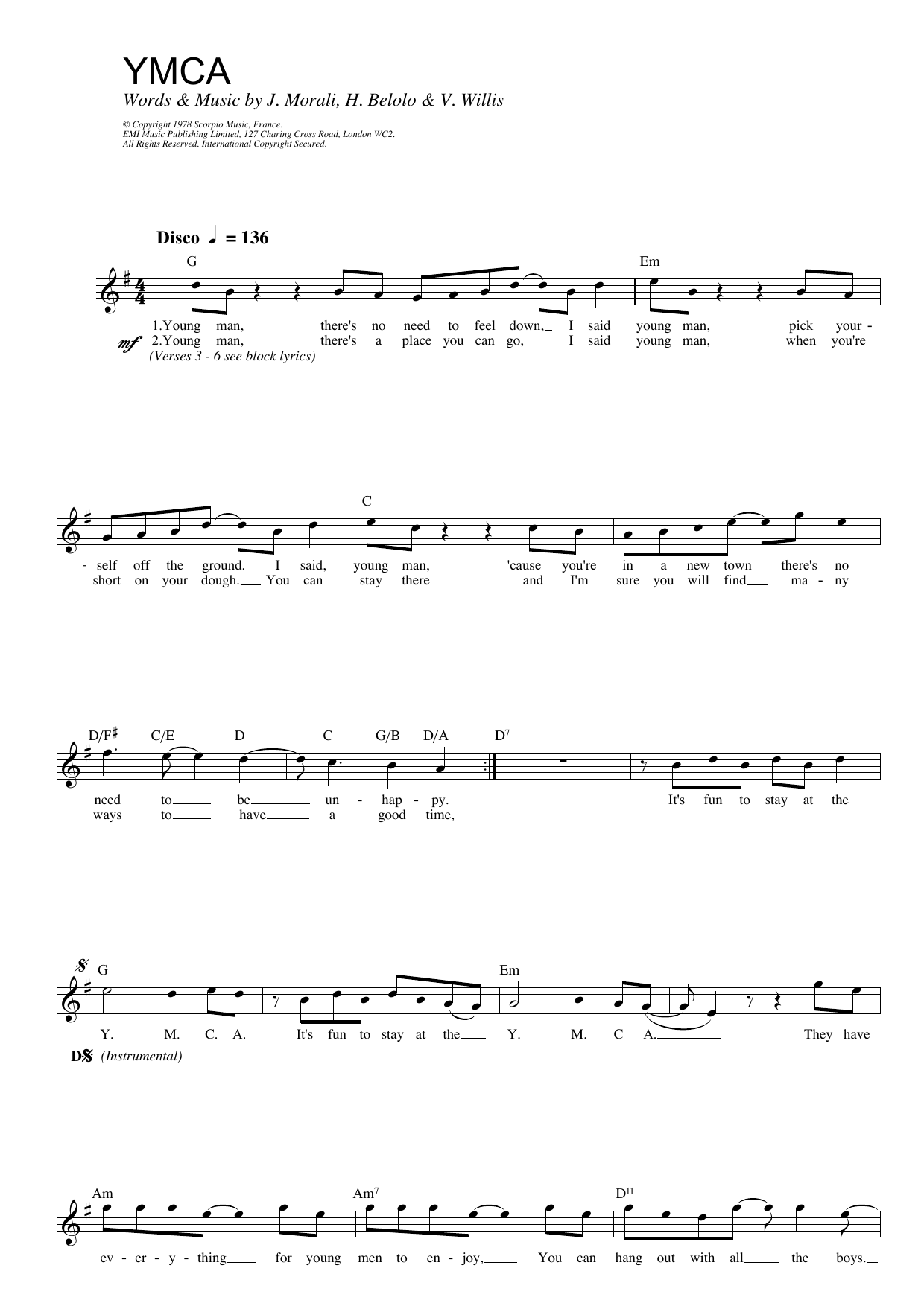 Village People Y.M.C.A. Sheet Music Notes & Chords for Violin - Download or Print PDF