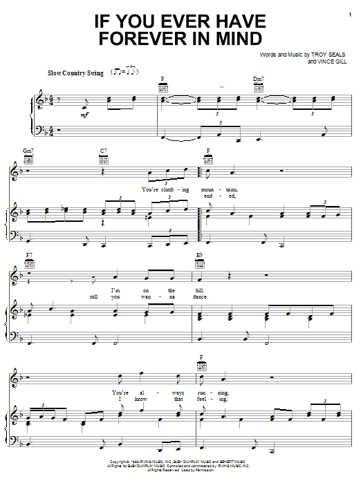 Vince Gill If You Ever Have Forever In Mind Sheet Music Notes & Chords for Piano, Vocal & Guitar (Right-Hand Melody) - Download or Print PDF