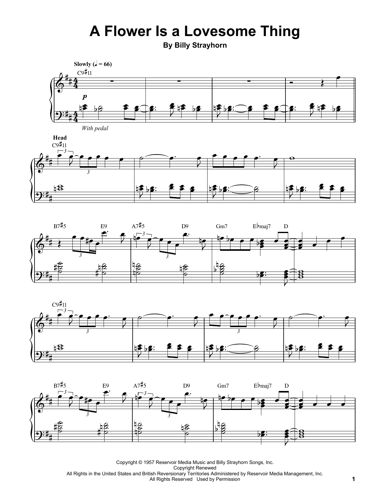 Vince Guaraldi A Flower Is A Lovesome Thing Sheet Music Notes & Chords for Piano Transcription - Download or Print PDF