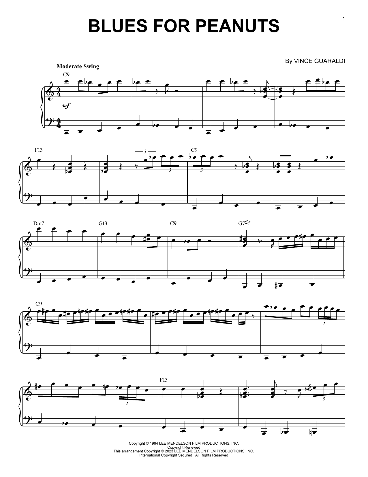 Vince Guaraldi Blues For Peanuts [Jazz version] (arr. Brent Edstrom) Sheet Music Notes & Chords for Piano Solo - Download or Print PDF
