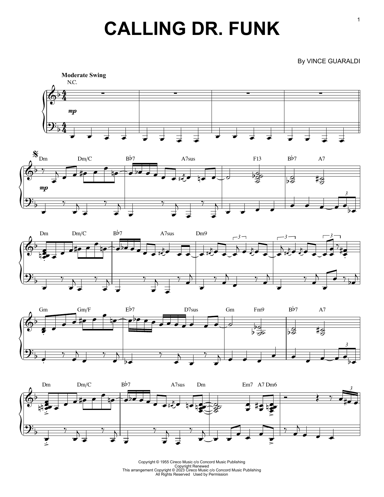 Vince Guaraldi Calling Dr. Funk [Jazz version] (arr. Brent Edstrom) Sheet Music Notes & Chords for Piano Solo - Download or Print PDF