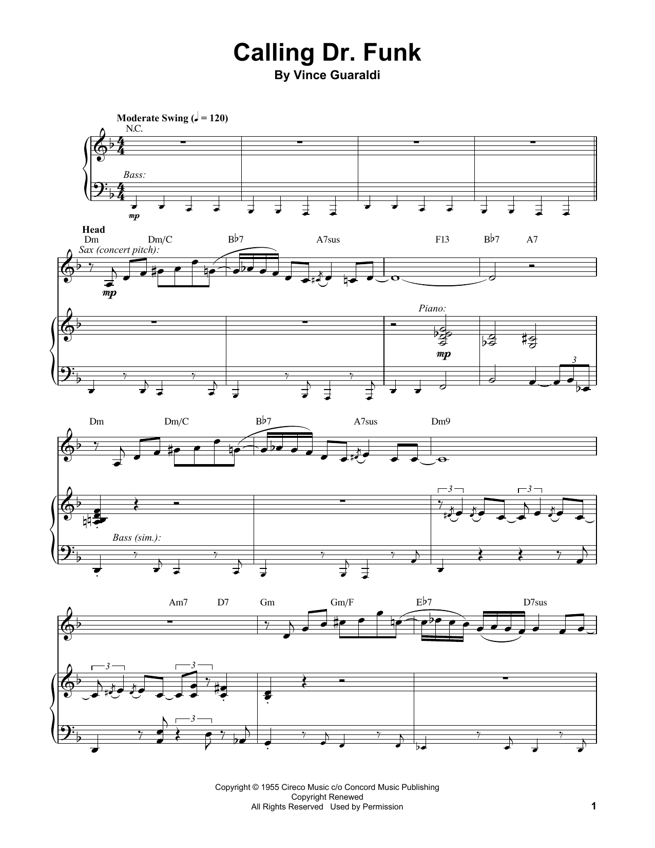 Vince Guaraldi Calling Dr. Funk Sheet Music Notes & Chords for Piano Transcription - Download or Print PDF