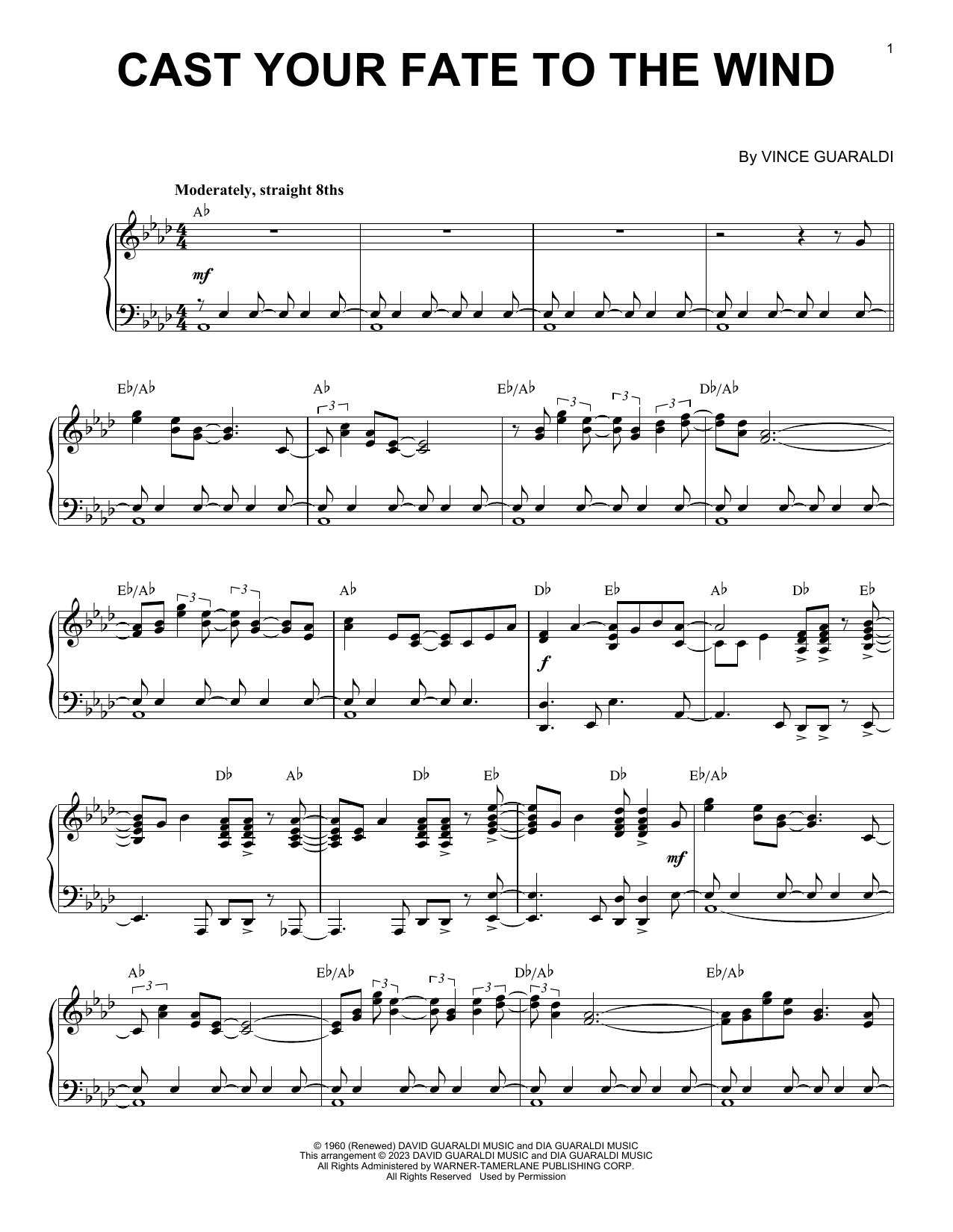 Vince Guaraldi Cast Your Fate To The Wind [Jazz version] (arr. Brent Edstrom) Sheet Music Notes & Chords for Piano Solo - Download or Print PDF