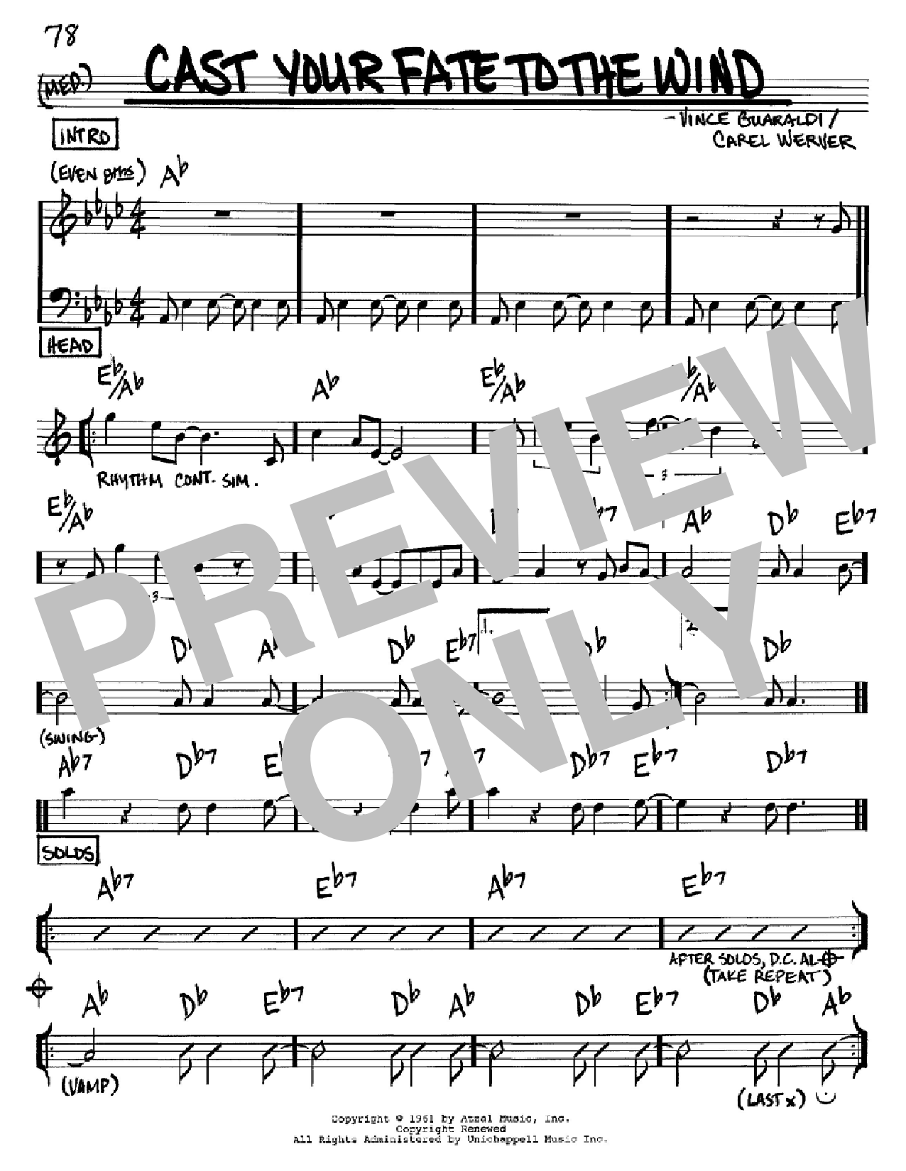 Vince Guaraldi Cast Your Fate To The Wind Sheet Music Notes & Chords for Piano - Download or Print PDF